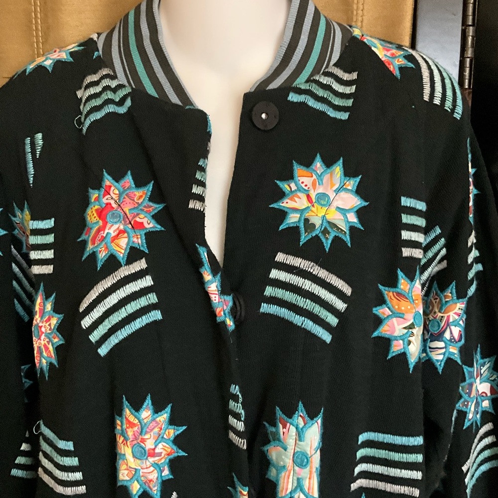 NWT Johnny Was Biya Chelsea Midi Bomber Jacket Black - Picture 2 of 8
